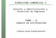 DIRECCIÓN COMERCIAL-I Derecho y Administración y Dirección de Empresas TEMA – 6 CANALES DE DISTRIBUCIÓN Profesor: Javier Oubiña Barbolla