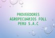 PROVEEDORES AGROPECUARIOS FOLL PERU S.A.C. EMPRESA EN ESTUDIO: La empresa Agropecuarios Foll Perú S.A.C se dedican a la venta de productos agropecuarios