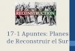 17-1 Apuntes: Planes de Reconstruir el Sur. RECONSTRUCCION El periodo de reconstruir el Sur después de la Guerra Civil