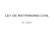 LEY DE MATRIMONIO CIVIL Nº 19947. 2 Principios (3) Proteger el interés de los hijos (27 i2, 31, 70, 85 i2, 90) Proteger el interés del cónyuge más débil