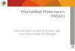 Mortalidad Materna en México Reunión del Comité Promotor por una Maternidad sin Riesgos