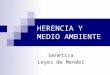 HERENCIA Y MEDIO AMBIENTE Genética Leyes de Mendel