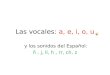 Las vocales: a, e, i, o, u y los sonidos del Español: ñ, j, ll, h, rr, ch, z