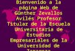 Bienvenido a la página Web de Günther Zevallos Avilés Profesor Titular de la Escuela Universitaria de Estudios Empresariales de la Universidad de Zaragoza