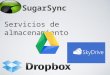 Servicios de almacenamiento SugarSync. Introducción Los servicios de almacenamiento sirven para alojar archivos en Internet. La mayoría son gratuitos