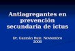 Antiagregantes en prevención secundaria de ictus Dr. Guzmán Ruiz. Noviembre 2008