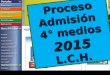 Proceso Admisión 4° medios 2015L.C.H.. El Proceso de Admisión 2015 registra el número más alto de participantes en la historia de las Universidades del
