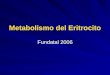 Metabolismo del Eritrocito Fundatal 2006. Reticulocito Eritroblasto Eritrocito Pérdida del núcleo Pérdida de ARN y mitocondrias