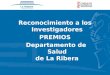 Reconocimiento a los Investigadores PREMIOS Departamento de Salud de La Ribera