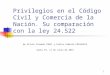 1 Privilegios en el Código Civil y Comercia de la Nación. Su comparación con la ley 24.522 de Silvia Yolanda TANZI y Carlos Alberto FOSSACECA Santa Fe,