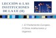 LECCIÓN 4: LAS INSTITUCIONES DE LA UE (II) I. El Parlamento Europeo. II.Otras instituciones y órganos