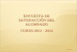05/03/2012 ENCUESTA DE SATISFACCI Ó N DEL ALUMNADO CURSO 2011 - 2012