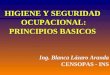 HIGIENE Y SEGURIDAD OCUPACIONAL: PRINCIPIOS BASICOS Ing. Blanca Lázaro Aranda CENSOPAS - INS