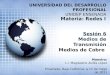 UNIVERSIDAD DEL DESARROLLO PROFESIONAL UNIDEP ENSENADA Materia: Redes I Sesión 6 Medios de Transmisión Medios de Cobre Ensenada, Baja California. a 17