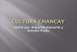 Hecho por: Miguel Bustamante y Gonzalo Prado..  La Cultura Chancay extendió su área de influencia entre los valles de Chancay, Chillón, Rimac y Lurín