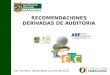 Cd. Victoria, Tamaulipas a Junio de 2015 RECOMENDACIONES DERIVADAS DE AUDITORIA