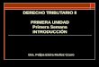 DERECHO TRIBUTARIO II PRIMERA UNIDAD Primera Semana INTRODUCCIÓN Dra. Felipa Elvira Muñoz Ccuro
