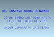 DR. GUSTAVO NOBOA BEJARANO 22 DE ENERO DEL 2000 HASTA EL 15 DE ENERO DE 2003 UNIÓN DEMÓCRATA CRISTIANA
