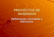 PROYECTOS DE INVERSION Definiciones, Conceptos y Estructura