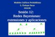 Sesión 12: Redes Bayesianas: extensiones y aplicaciones Modelos Gráficos Probabilistas L. Enrique Sucar INAOE