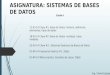 ASIGNATURA: SISTEMAS DE BASES DE DATOS Corte I 11-03-14 Clase #1. Base de Datos: historia, definición, elementos, tipos de datos. 18-03-14 Clase #2. Base