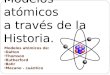 Modelos atómicos a través de la Historia. Modelos atómicos de: Dalton Thomson Rutherford Bohr Mecano - cuántico