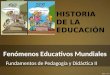 Fenómenos Educativos Mundiales Fundamentos de Pedagogía y Didáctica II HISTORIA DE LA EDUCACIÓN