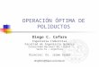 OPERACIÓN ÓPTIMA DE POLIDUCTOS Diego C. Cafaro Ingeniería Industrial Facultad de Ingeniería Química Universidad Nacional del Litoral Santa Fe – Argentina