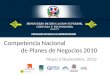 Mayo a Noviembre, 2010 Competencia Nacional de Planes de Negocios 2010