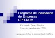 Programa de Incubación de Empresas UPR-RUM Fernando Pérez Muñoz 3 de septiembre de 2009 …preparando hoy la economía de mañana