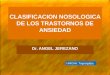 CLASIFICACION NOSOLOGICA DE LOS TRASTORNOS DE ANSIEDAD Dr. ANGEL JEREZANO UNICAH, Tegucigalpa