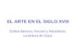 EL ARTE EN EL SIGLO XVIII Estilos Barroco, Rococó y Neoclásico. La pintura de Goya