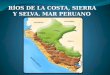 RÍOS DE LA COSTA, SIERRA Y SELVA. MAR PERUANO. COSTA La Costa es la región situada al oeste del Perú, junto al Océano Pacífico