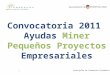 1 Convocatoria 2011 Ayudas Miner Pequeños Proyectos Empresariales Concejalía de Promoción Económica
