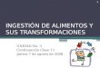 INGESTIÓN DE ALIMENTOS Y SUS TRANSFORMACIONES UNIDAD No. 3 Continuación Clase 11 Jueves 7 de agosto de 2008 1