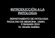 INTRODUCCIÓN A LA PATOLOGIA DEPARTAMENTO DE PATOLOGIA FACULTAD DE MEDICINA. UNAH. II Semestre 2014 Dr. Nicolás Sabillon