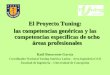 El Proyecto Tuning: las competencias genéricas y las competencias específicas de ocho áreas profesionales Raúl Benavente García Coordinador Nacional Tuning