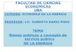 FACULTAD DE CIENCIAS ECONOMICAS UBA CATEDRA: ECONOMIA DE LA ENERGÍA PROFESOR: LIC. ROBERTO DARIO PONS TEMA Bienes publicos y concepto de servicio publico