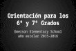 Orientación para los 6º y 7º Grados Emerson Elementary School año escolar 2015-2016