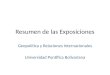 Resumen de las Exposiciones Geopolítica y Relaciones Internacionales Universidad Pontifica Bolivariana