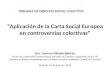 “Aplicación de la Carta Social Europea en controversias colectivas” Dra. Carmen Salcedo Beltran Titular de Universidad Departamento Derecho del Trabajo