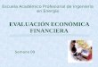 EVALUACIÓN ECONÓMICA FINANCIERA Escuela Académico Profesional de Ingeniería en Energía Semana 09