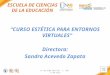 ESCUELA DE CIENCIAS DE LA EDUCACIÓN “CURSO ESTÉTICA PARA ENTORNOS VIRTUALES” Directora: Sandra Acevedo Zapata FI-GQ-GCMU-004-015 V. 001-17-04-2013