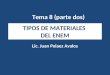 TIPOS DE MATERIALES DEL ENEM Lic. Juan Pelaez Avalos Tema 8 (parte dos)