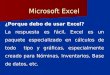 Microsoft Excel ¿Porque debo de usar Excel? La respuesta es fácil, Excel es un paquete especializado en cálculos de todo tipo y gráficas, especialmente
