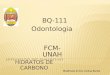 BQ-111 Odontologia FCM-UNAH HIDRATOS DE CARBONO. OBJETIVOS DE APRENDIZAJE:  Reconocer estructuras básicas de carbohidratos los  Describir la clasificación