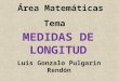 Área Matemáticas Tema Luis Gonzalo Pulgarín Rendón MEDIDAS DE LONGITUD