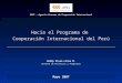 Hacia el Programa de Cooperación Internacional del Perú APCI - Agencia Peruana de Cooperación Internacional Mayo 2007 Roddy Rivas-Llosa M. Gerente de Políticas