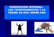 ORIENTACIÓN INTEGRAL: LOS TEMPERAMENTOS Y LA TEORÍA DE ERIC BERNE PAN