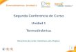 Termodinámica: Unidad 1 Segunda Conferencia de Curso Unidad 1 Termodinámica Directora de curso: Carolina León Virgüez